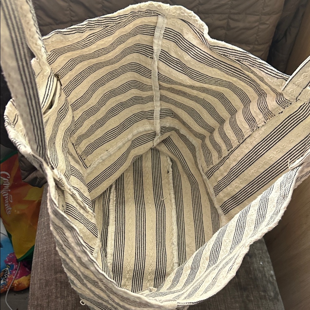 Roxy Cream and Black Striped Tote - Picture 3 of 7